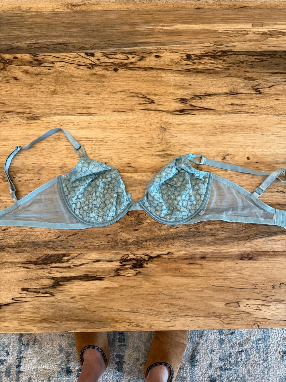 Victoria's Secret Light Blue Sheer Lace Underwire Bra